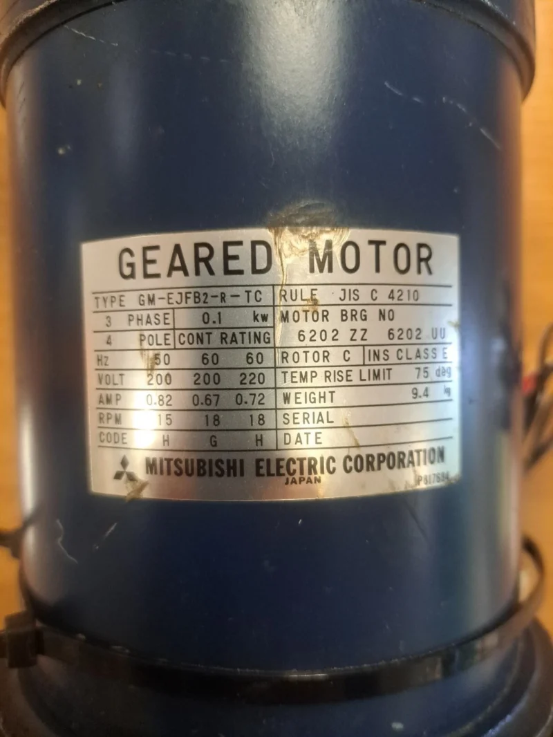 Mitsubishi Geared Motor Type GM EJFB2 B TC RULE JIS C 4210#2