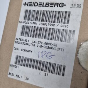 L6.170.0807/02 Pressure Switch 0.2-2mbar